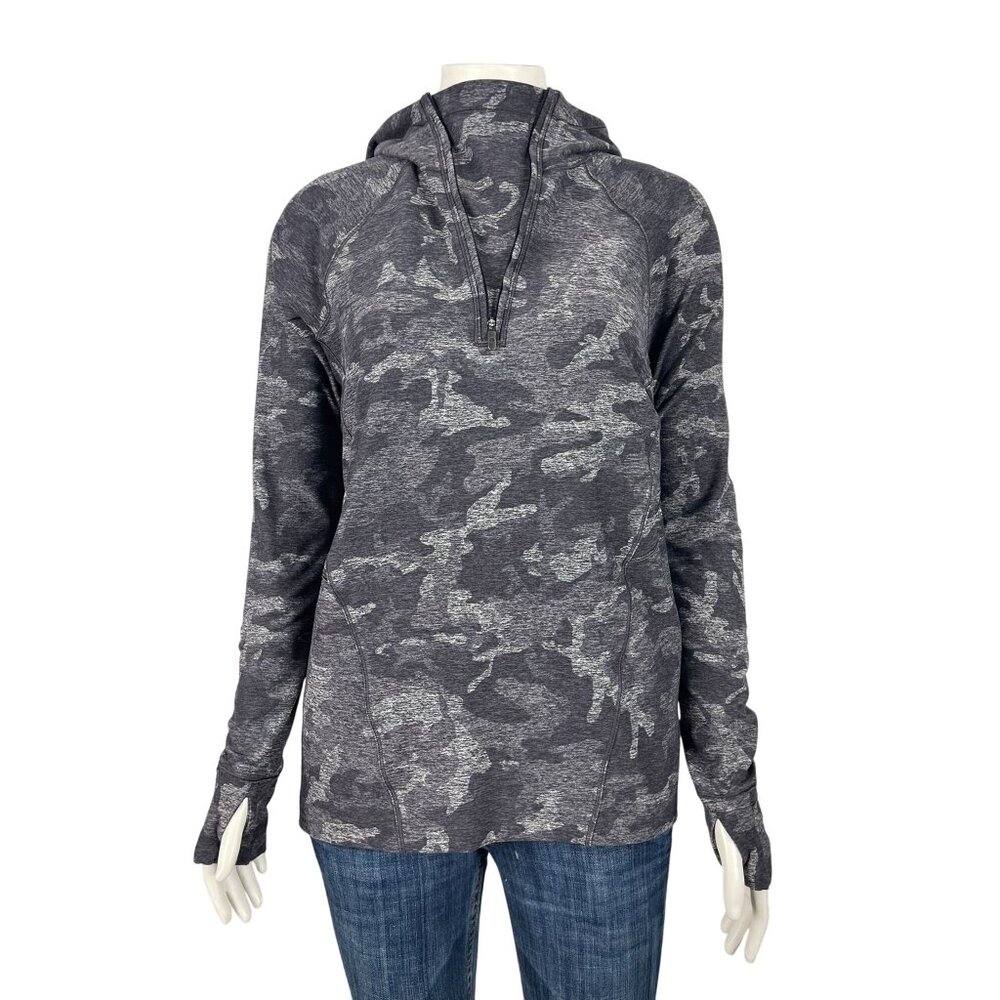 Lululemon Warm Stabilizer 1/2 Zip Hoodie 4 Gray Black Incognito Camo Running - Picture 2 of 11